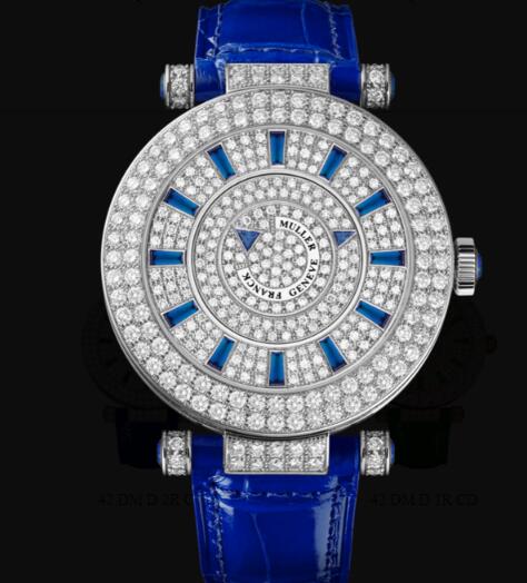 Franck Muller Round Ladies Double Mystery Replica Watch for Sale Cheap Price 42 DM D 2R CD OG BLUE